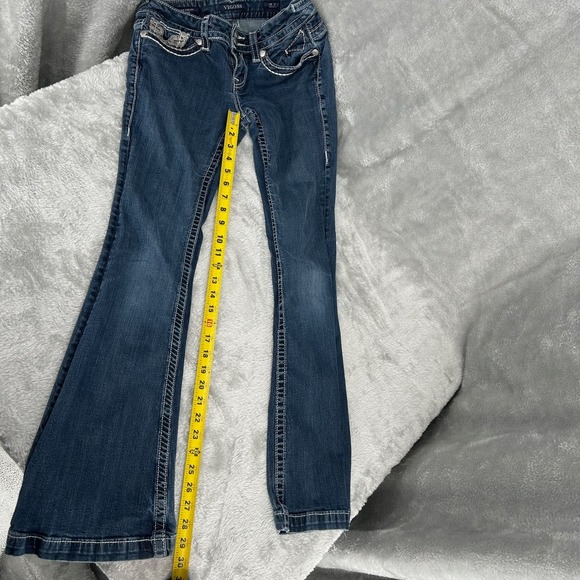 VIGOSS Womens Chelsea Flare Jeans Dark Wash Embellished Pockets Size 5/6 - Picture 7 of 12